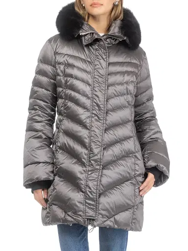 Gorski Women's Apres-ski Jacket with Detachable Toscana Lamb Hood Trim - Griege - Size XL | Thumbnail 3