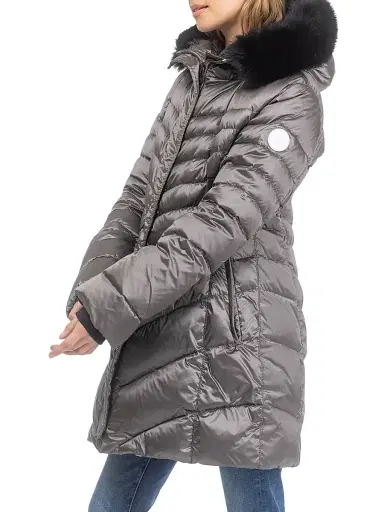 Gorski Women's Apres-ski Jacket with Detachable Toscana Lamb Hood Trim - Griege - Size XL | Thumbnail 4