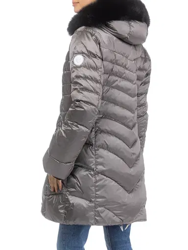 Gorski Women's Apres-ski Jacket with Detachable Toscana Lamb Hood Trim - Griege - Size XL | Thumbnail 5