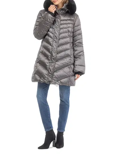 Gorski Women's Apres-ski Jacket with Detachable Toscana Lamb Hood Trim - Griege - Size XL | Thumbnail 6