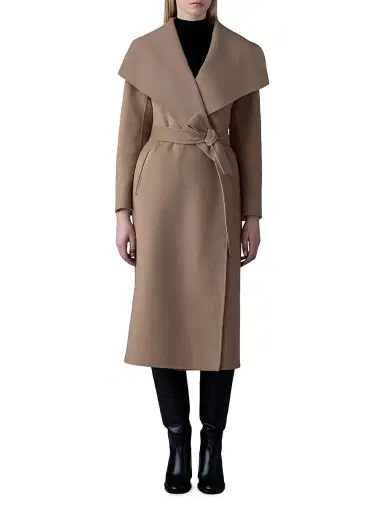 Mackage Women's Belted Light Wool Coat - Light Camel - Size XL | Thumbnail 2