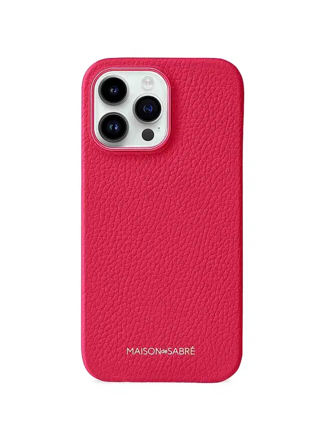 Maison de Sabre Leather Phone Case (iPhone 15 Pro Max) - Shibuya Fuchsia