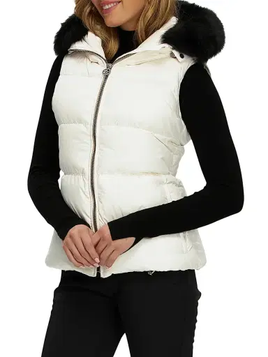 Gorski Women's Apres-Ski Vest with Detachable Toscana Shearling Lamb Hood Trim - Ivory - Size Small | Thumbnail 3 Gorski Women's Apres-Ski Vest with Detachable Toscana Shearling Lamb Hood Trim - Ivory - Size Small | Thumbnail 3