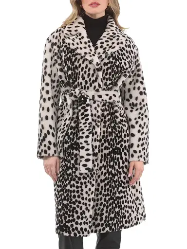 Gorski Women's Reversible Select Shearling Lamb Short Coat - Beige Multi - Size Medium | Thumbnail 2