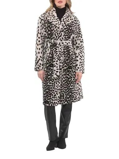 Gorski Women's Reversible Select Shearling Lamb Short Coat - Beige Multi - Size Medium | Thumbnail 6