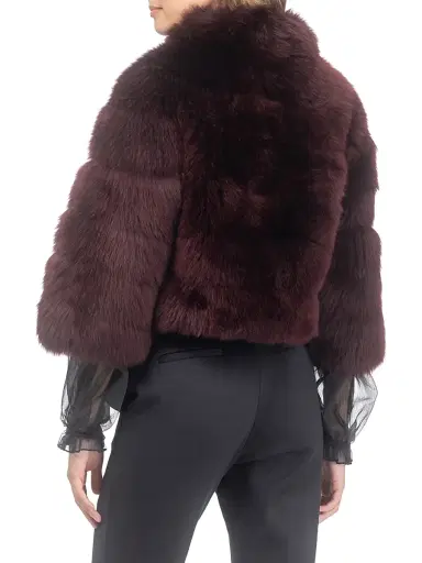 Gorski Women's Merinillo Shearling Lamb Bolero - Burgundy | Thumbnail 5 Gorski Women's Merinillo Shearling Lamb Bolero - Burgundy | Thumbnail 5
