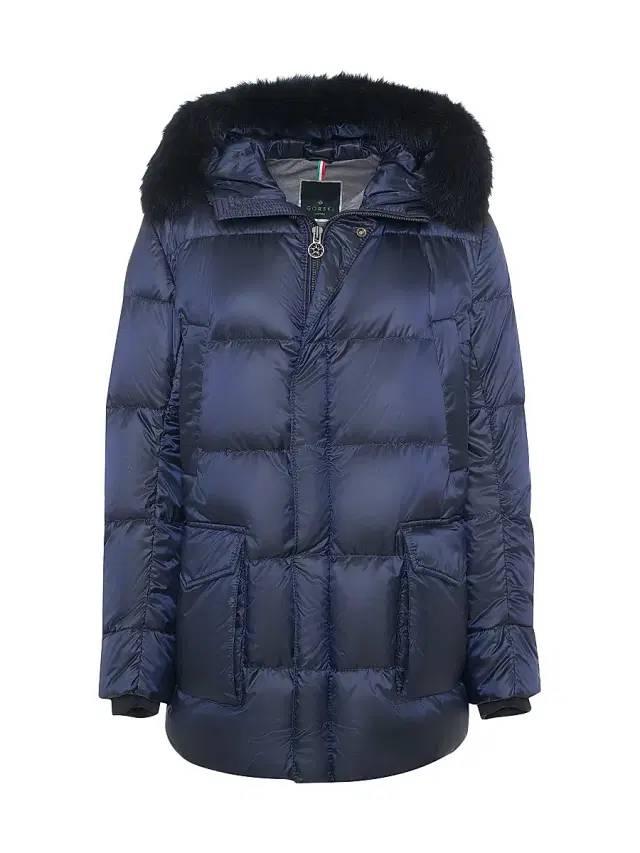 Gorski Men's Apres-Ski Jacket with Detachable Toscana Lamb Hood Trim - Navy