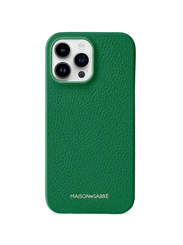 Maison de Sabre Leather Phone Case iPhone 15 Pro - Emerald Green