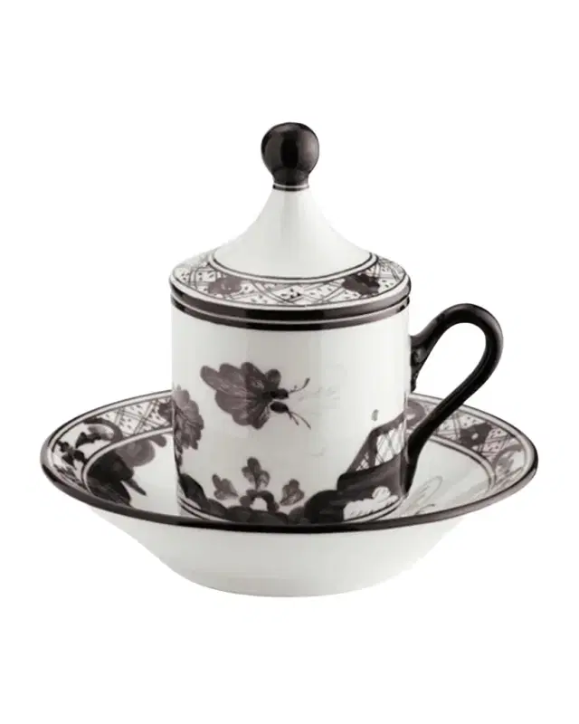 GINORI 1735 Oriente Italiano Empire-Style Coffee Cups & Saucers, Set of 2
