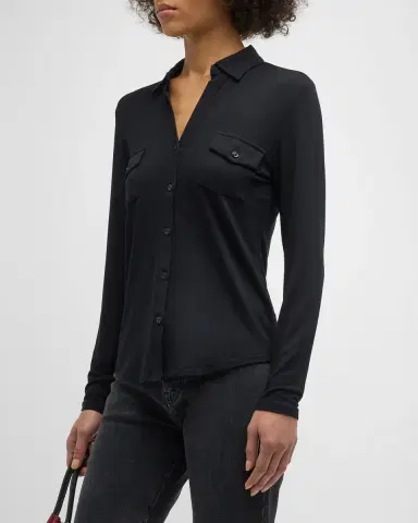 Majestic Filatures Soft Touch Button-Down Shirt with Pockets | Thumbnail 4