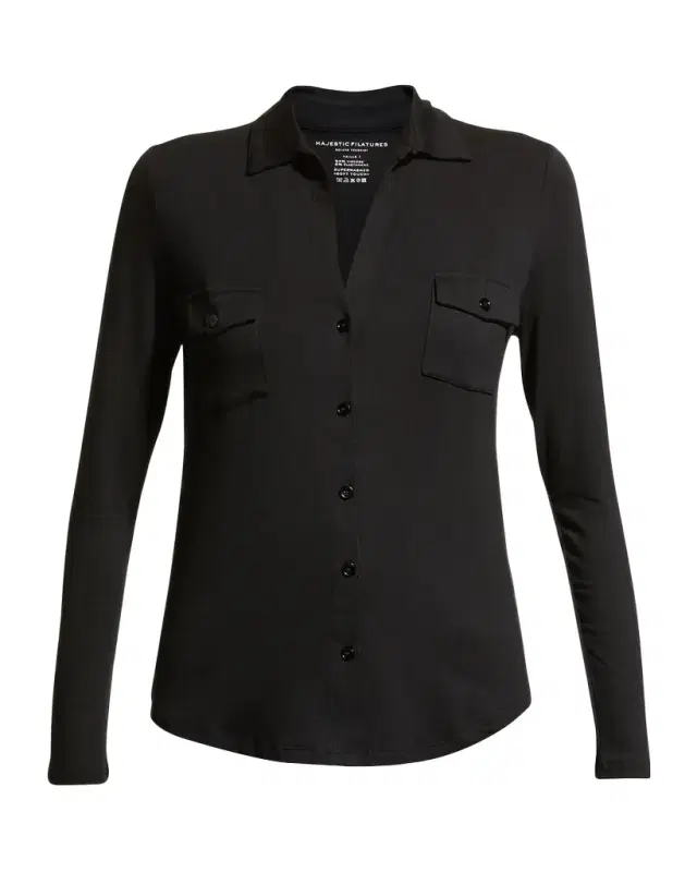 Majestic Filatures Soft Touch Button-Down Shirt with Pockets