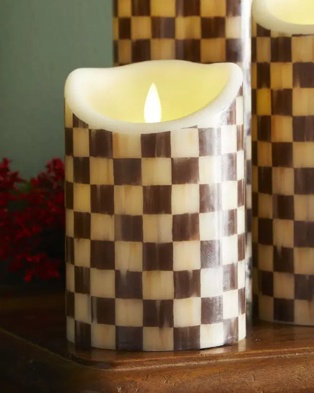 MacKenzie-Childs 6" Courtly Check Flicker Pillar