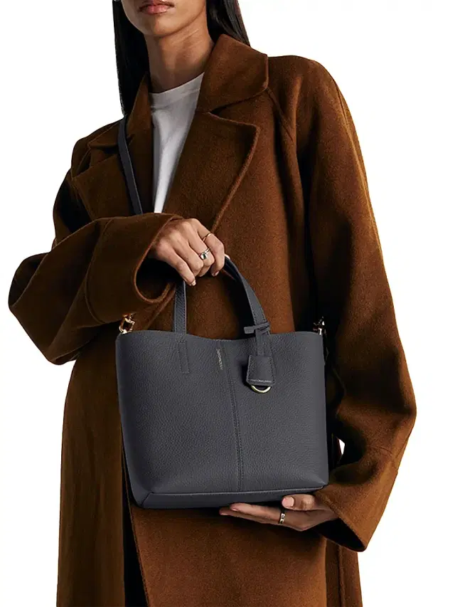 Maison de Sabre Women's  Leather Soft Tote Bag - Graphite Sky
