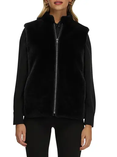Gorski Women's Reversible Select Shearling Lamb Vest - Black - Size Large | Thumbnail 2