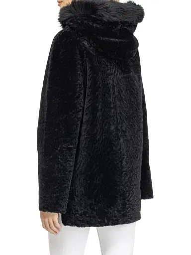 Gorski Women's Reversible Textured Shearling Lamb Parka with Merinillo Shearling Lamb Hood Trim | Thumbnail 3