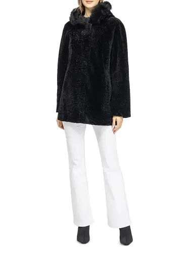 Gorski Women's Reversible Textured Shearling Lamb Parka with Merinillo Shearling Lamb Hood Trim | Thumbnail 5
