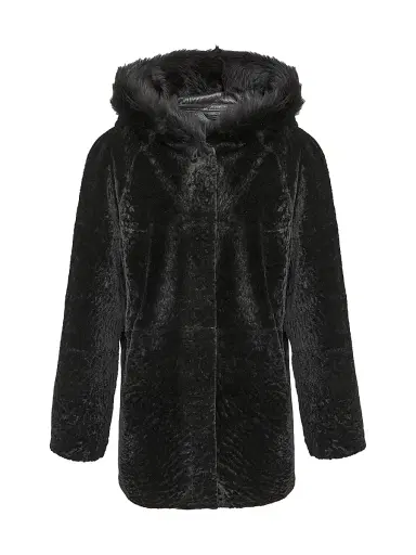 Gorski Women's Reversible Textured Shearling Lamb Parka with Merinillo Shearling Lamb Hood Trim | Thumbnail 1
