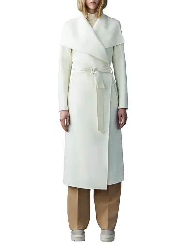 Mackage Women's Belted Light Wool Coat - Cream - Size XL | Thumbnail 2