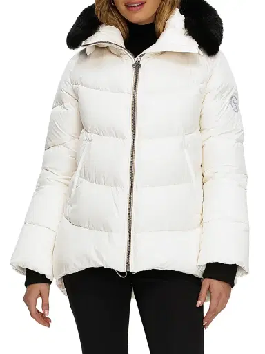 Gorski Women's Apres-Ski Jacket with Detachable Toscana Shearling Lamb Hood Trim - Ivory - Size Small | Thumbnail 2 Gorski Women's Apres-Ski Jacket with Detachable Toscana Shearling Lamb Hood Trim - Ivory - Size Small | Thumbnail 2
