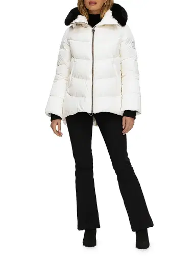 Gorski Women's Apres-Ski Jacket with Detachable Toscana Shearling Lamb Hood Trim - Ivory - Size Small | Thumbnail 5 Gorski Women's Apres-Ski Jacket with Detachable Toscana Shearling Lamb Hood Trim - Ivory - Size Small | Thumbnail 5