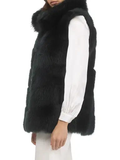 Gorski Women's Reversible Merinillo Shearling Lamb Vest - Emerald | Thumbnail 2 Gorski Women's Reversible Merinillo Shearling Lamb Vest - Emerald | Thumbnail 2