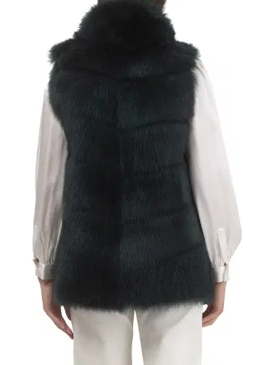 Gorski Women's Reversible Merinillo Shearling Lamb Vest - Emerald | Thumbnail 4 Gorski Women's Reversible Merinillo Shearling Lamb Vest - Emerald | Thumbnail 4