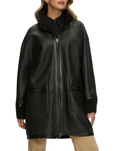 Gorski Women's Reversible Textured Shearling Lamb Jacket - Black - Size Small | Thumbnail 2