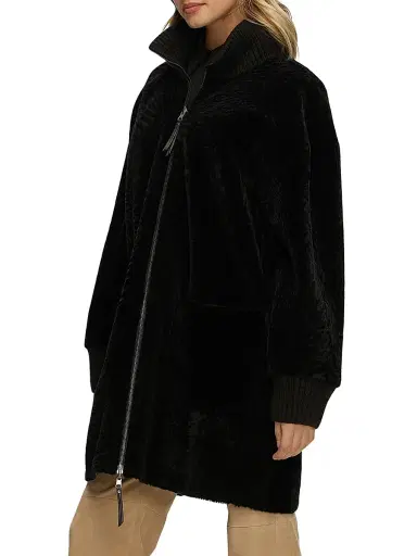 Gorski Women's Reversible Textured Shearling Lamb Jacket - Black - Size Small | Thumbnail 3