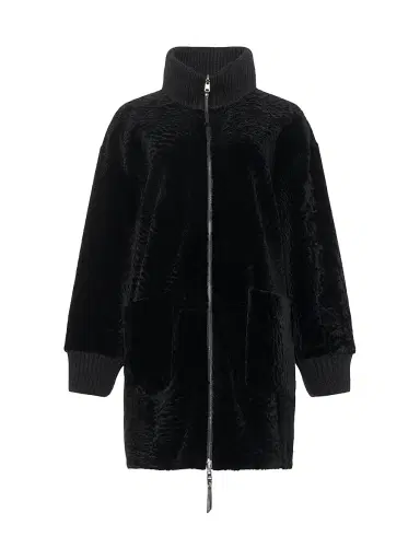 Gorski Women's Reversible Textured Shearling Lamb Jacket - Black - Size Small | Thumbnail 1