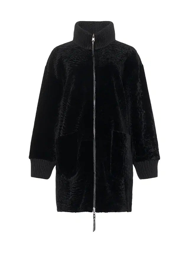 Gorski Women's Reversible Textured Shearling Lamb Jacket - Black
