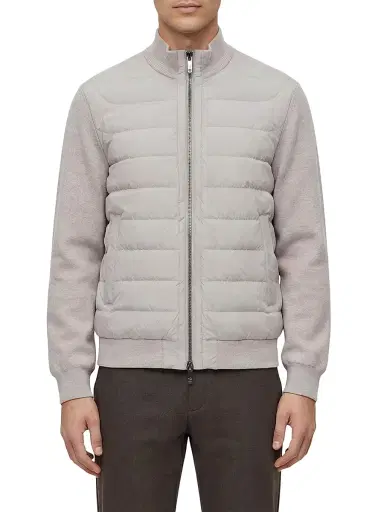 Gorski Men's Knit Bomber Jacket with Quilted Down | Thumbnail 2