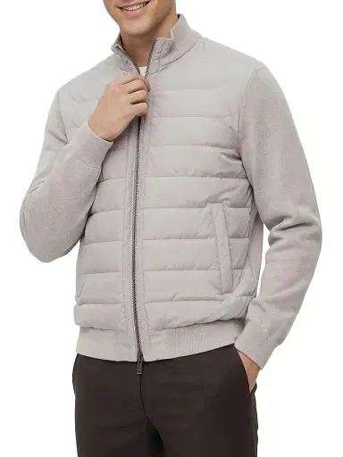 Gorski Men's Knit Bomber Jacket with Quilted Down - Beige - Size XXL | Thumbnail 3 Gorski Men's Knit Bomber Jacket with Quilted Down - Beige - Size XXL | Thumbnail 3