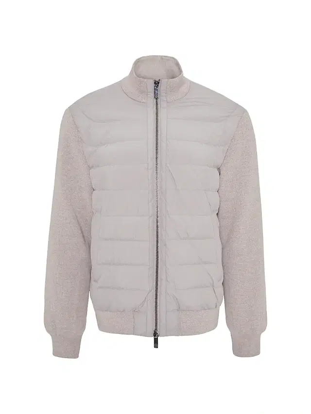 Men's Knit Bomber Jacket with Quilted Down - Beige