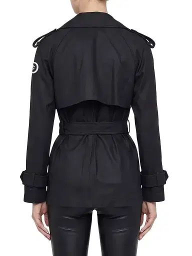 Gorski Women's Belted Trench Jacket Crafted with Vitale Barberis Wool - Black | Thumbnail 5
