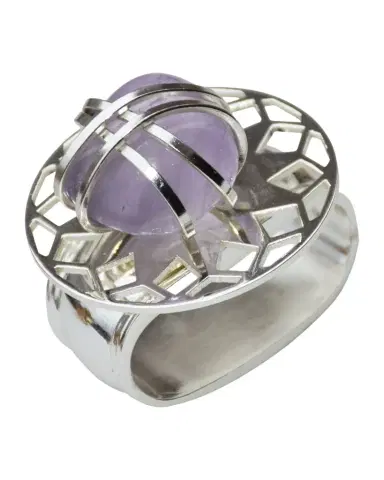 Nomi K Stone Design Amethyst Napkin Rings With Silver Plating, Set Of 4 | Thumbnail 1