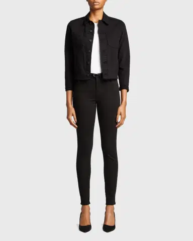 L 'Agence Janelle Slim Raw-Edge Denim Jacket | Thumbnail 2 L 'Agence Janelle Slim Raw-Edge Denim Jacket | Thumbnail 2