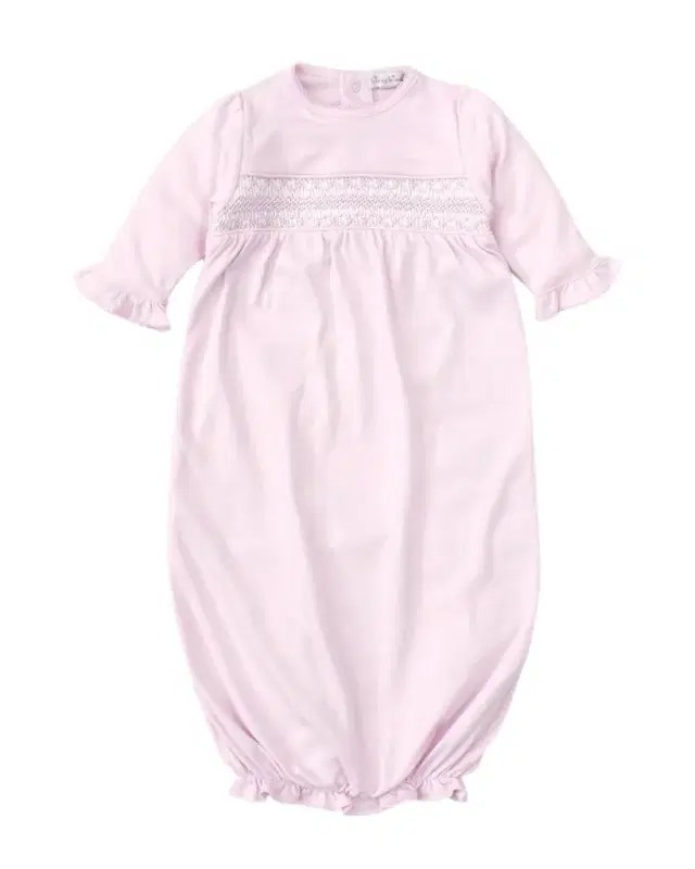 Girl 's Hand-mocked Ruffle Gown, ize Newborn