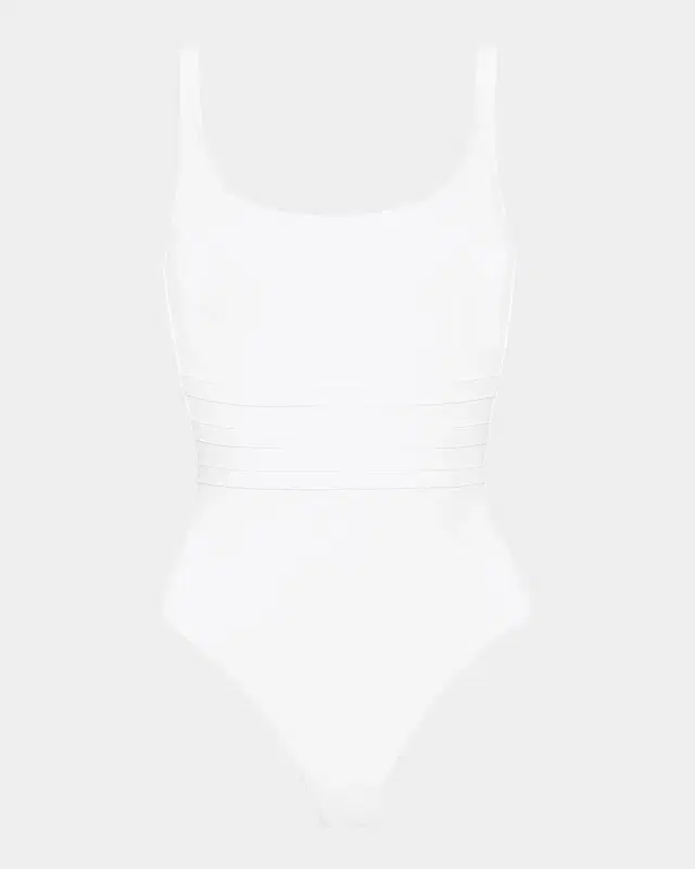 Asia Scoop-Neck One-Piece Swimsuit with Waistband Detail