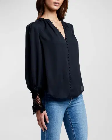 L'Agence Ava Lace-Cuff Blouse | Thumbnail 7