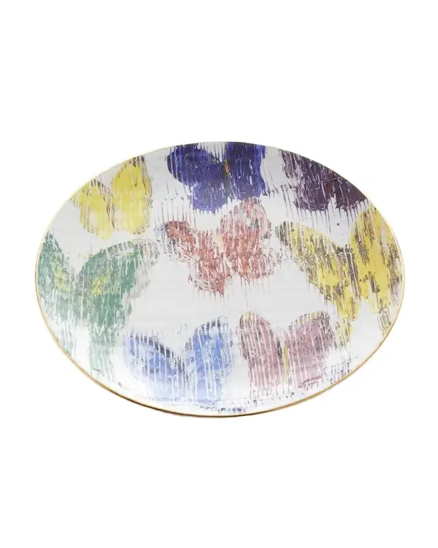 Hunt Slonem Butterfly Salad Plate with Gold Rim