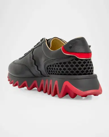 Christian Louboutin Men's Loubishark Flat Leather Red-Sole Runner Sneakers | Thumbnail 4