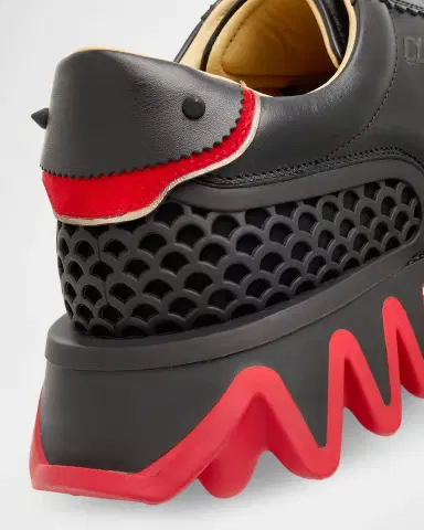 Christian Louboutin Men's Loubishark Flat Leather Red-Sole Runner Sneakers | Thumbnail 5