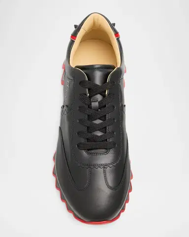 Christian Louboutin Men's Loubishark Flat Leather Red-Sole Runner Sneakers | Thumbnail 6