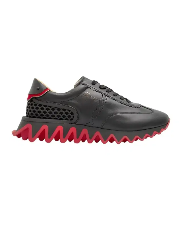 Men 's Loubishark Flat Leather Red-Sole Runner Sneakers