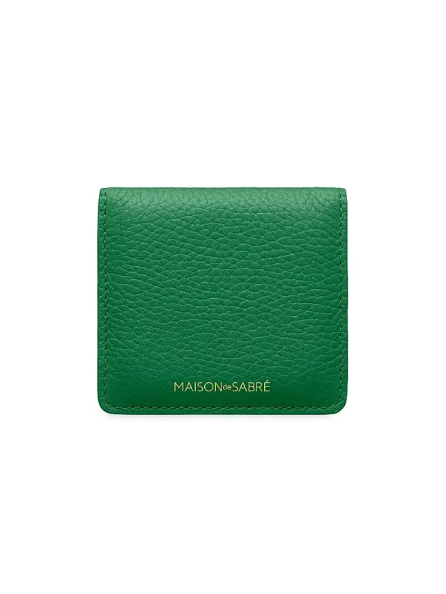 Maison de Sabre Leather Compact Mirror - Emerald Lily
