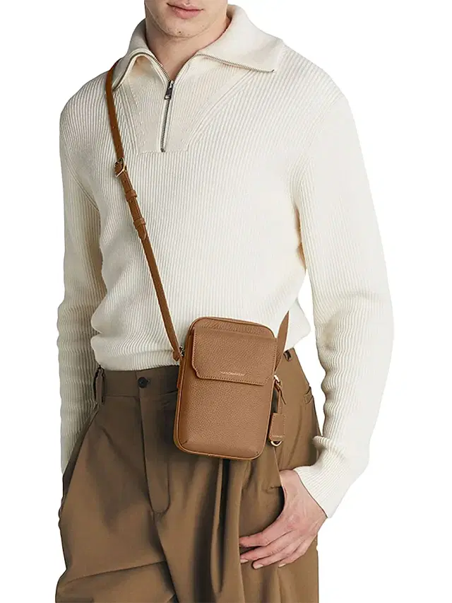 MAISON de SABRÉ Leather Zip Phone Pouch - Sandstone Brown