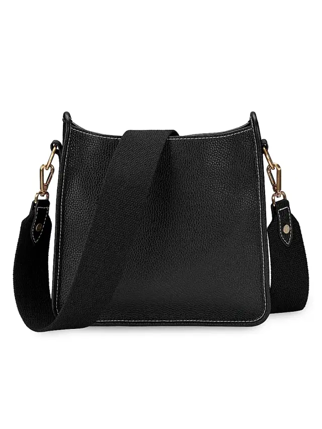GiGi New York Women's Elle Marching Horse Leather Crossbody Bag - Black