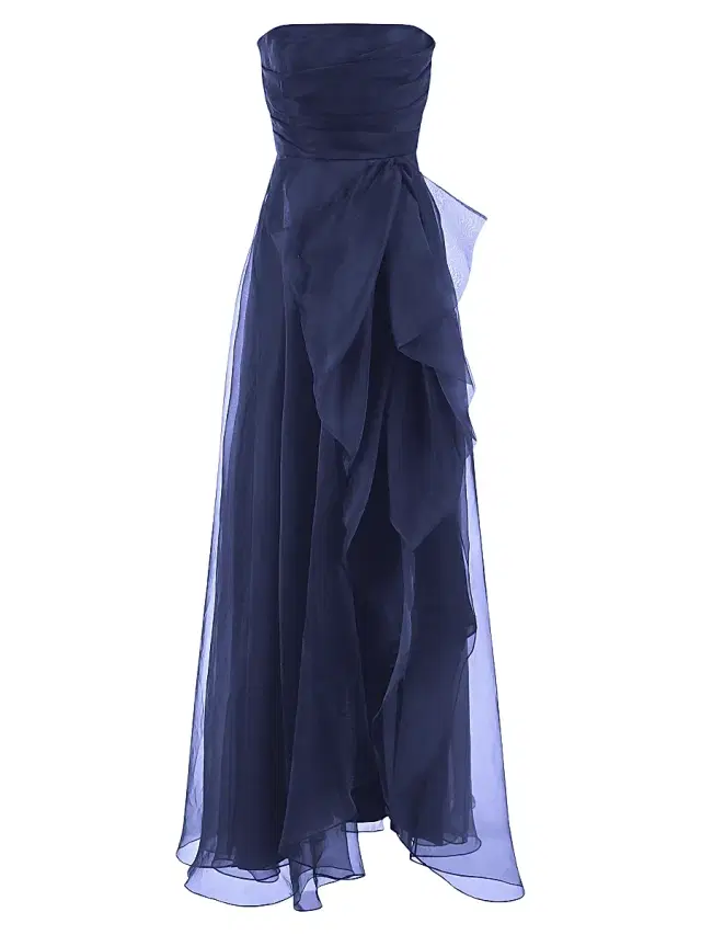 Theia Women's Teresa Draped Tulle Gown - Navy