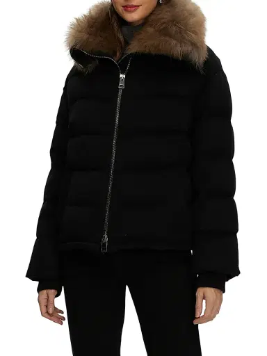 Gorski Women's Loro Piana Cashmere Down Jacket with Select Cashmere Goat Collar - Black - Size Medium | Thumbnail 2