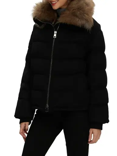 Gorski Women's Loro Piana Cashmere Down Jacket with Select Cashmere Goat Collar - Black - Size Medium | Thumbnail 3